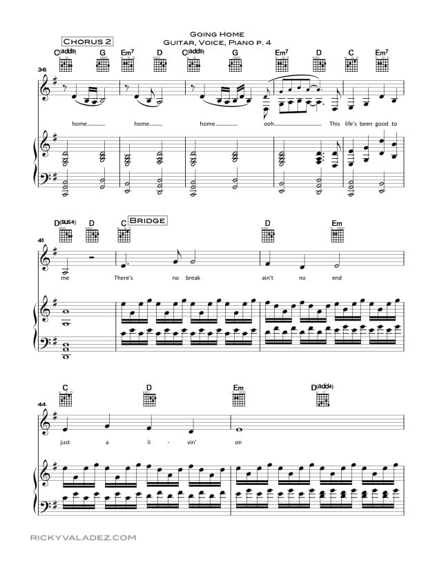 Going Home sheet music for Piano, Voice, and Guitar 04