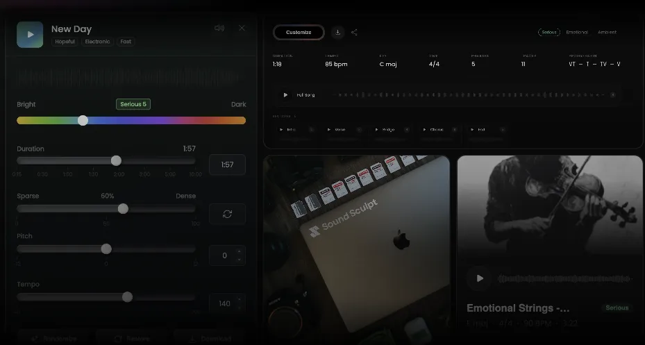 Sound Sculpt adaptive background music interface