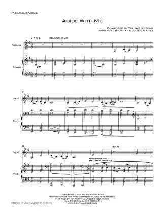 Abide With Me sheet music for Piano and Violin, page 1