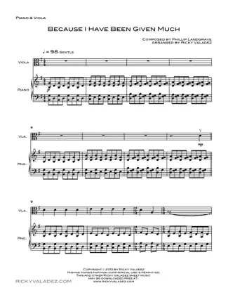 Because I Have Been Given Much sheet music for Piano and Viola, page 1