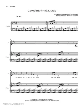 Consider the Lilies sheet music for Piano and Voice, page 1