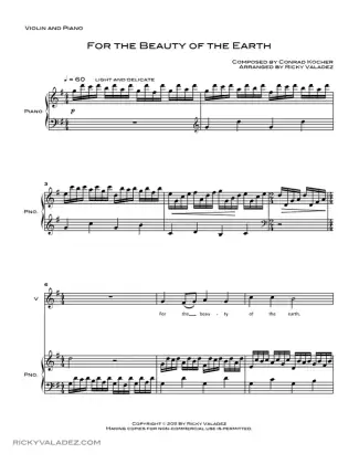 For the Beauty of the Earth sheet music for Piano and Voice, page 1