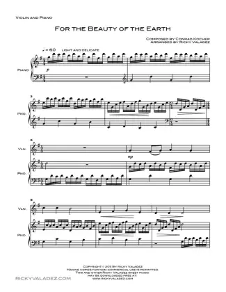 For the Beauty of the Earth sheet music for Piano and Violin, page 1