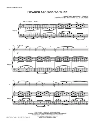 Nearer My God to Thee sheet music for Piano and Flute, page 1