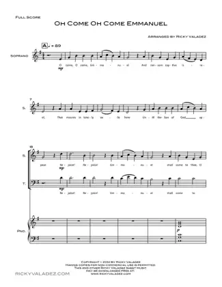 Oh Come Oh Come Emmanuel sheet music for Soprano, Tenor and Piano, page 1