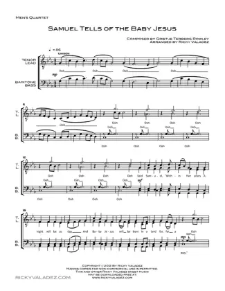 Samuel Tells of the Baby Jesus sheet music for Men’s Quartet TTBB, page 1
