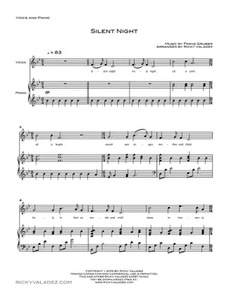 Silent Night sheet music for Piano and Voice, page 1