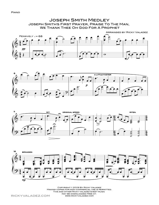 Praise To The Man Free Piano Sheet Music Ricky Valadez